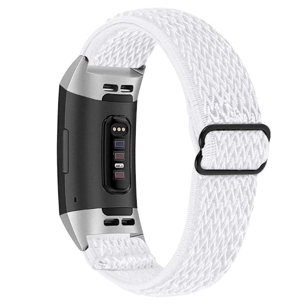 Fitbit Charge 4 / Charge 3 elastiskt klockarmband i nylon - Vit Vit