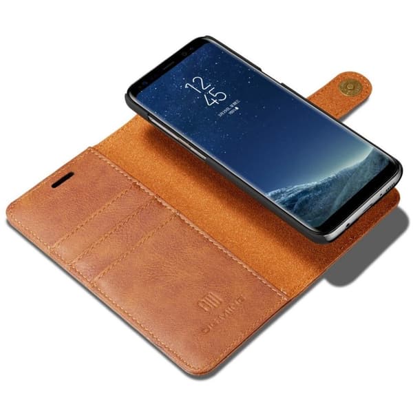 DG.MING Samsung Galaxy S8 etui laget av plastikk og split lær - Brunt Brown