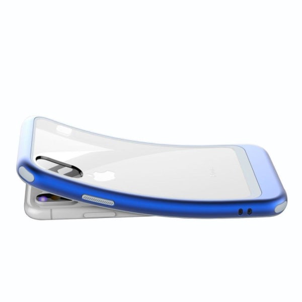 iPhone XS transparentti hybriidi muovinen takasuoja kuori - Sini Blue