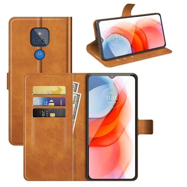 Hållbart konstläder Motorola Moto G Play (2021) fodral med plånbok - Gul Gul