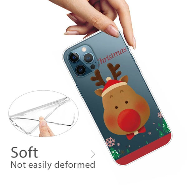 Julfodral till iPhone 14 Pro - Renar Med Rosetter Röd