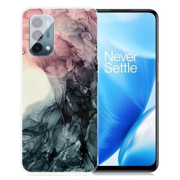 Marble design OnePlus Nord N200 5G cover - Lyserød Og Grøn Marmor Multicolor