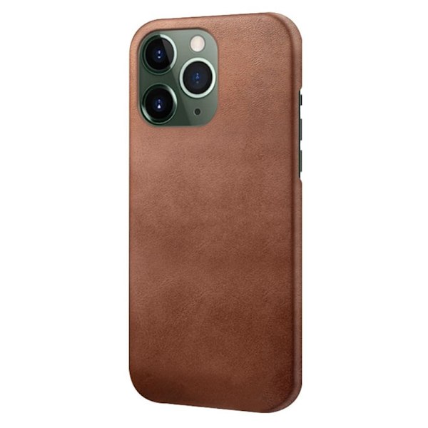 iPhone 14 Pro 6,1 tommer slidstærk tekstureret vegansk læderbelagt stødsikkert velbeskyttet telefonetui - Brun Brown