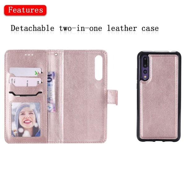 Huawei P20 Pro irroitettava nahkainen flip suojakotelo - Punakulta Pink