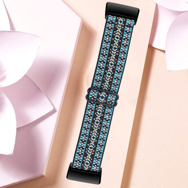Fitbit Charge 4 / 3 elastisk nylonrem med mönster - Grön Rand Grön