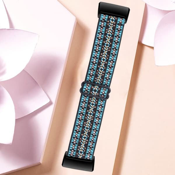 Fitbit Charge 4 / 3 joustava nailonhihna - Vihreä Raita Green