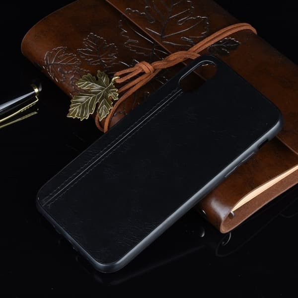 Læderbelagt stødsikkert og fleksibelt cover til hybridtelefon iPhone XS Max - Sort Black