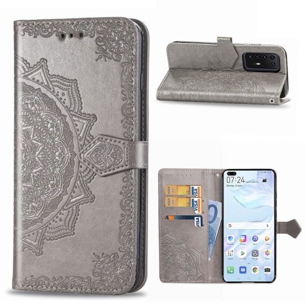 Mandala läder Huawei P40 Pro fodral - Silver/Grå Silvergrå