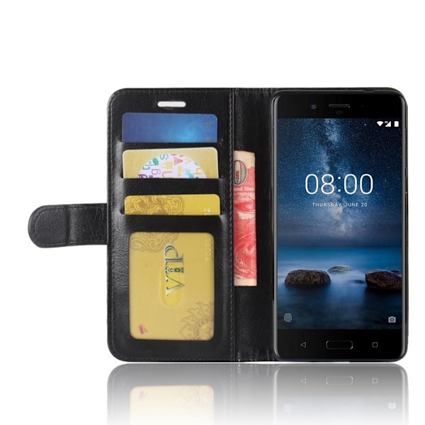 Nokia 8 Etui i ægte læder - Sort Black