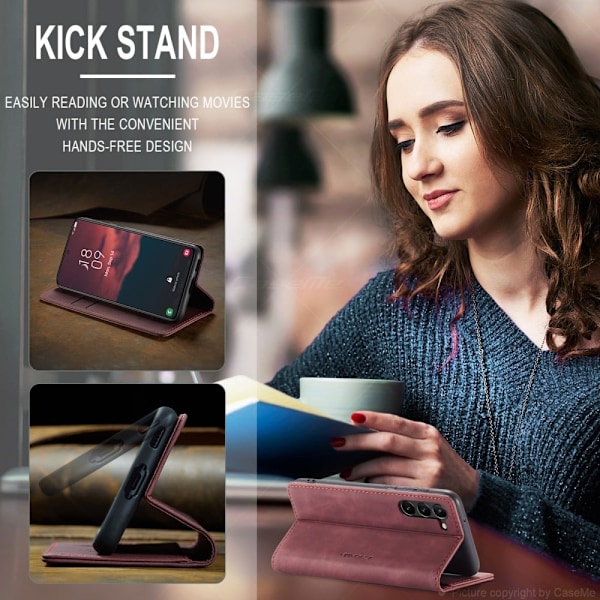 CaseMe Samsung Galaxy S23 Vintage Etui - Rødvin Red