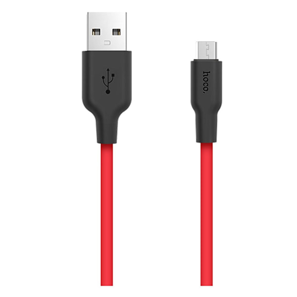 HOCO X21 Mikroopladerkabel i silikone - Sort & Rød Red
