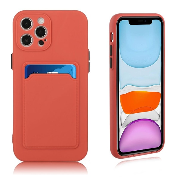Card Holder Deksel til iPhone 12 Pro Max - Coral Red Red