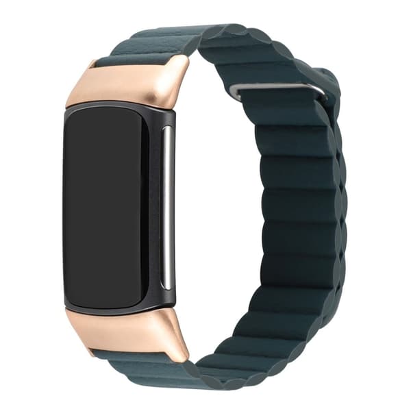 Fitbit Charge 5 klockarmband i äkta läder - Mörkgrön Grön