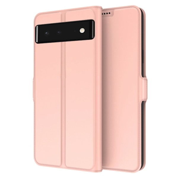 Sileä ja ohut premium-PU-nahkakotelo Google Pixel 6 - Ruusukulta Pink