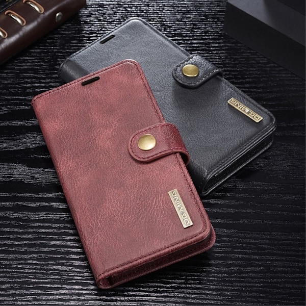 DG.MING Samsung Galaxy S10e 2-in-1 haljasnahkainen suojakotelo - Punainen Red
