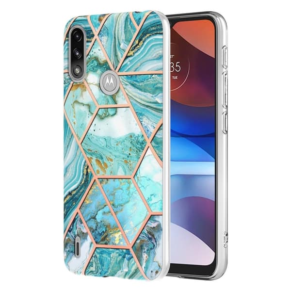 Marble Motorola Moto E7i Power / E7 Power Suojakotelo - Sininen Blue