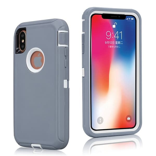 iPhone Xs Max beskyttelses deksel av plast og TPU - Grått Og Hvitt Multicolor