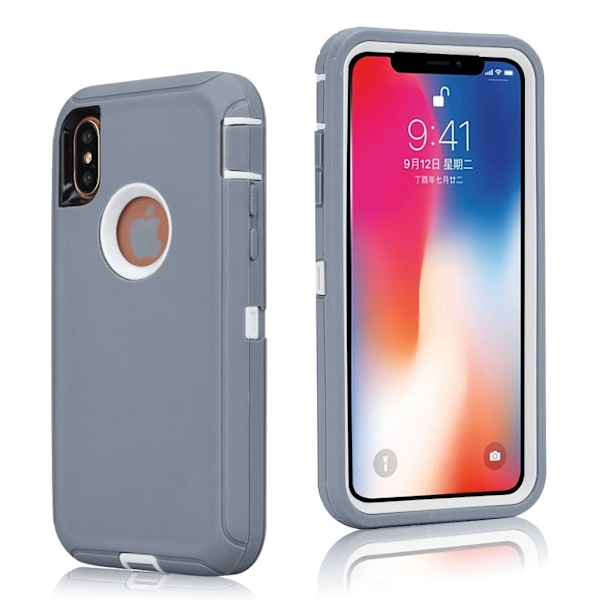 iPhone Xs Max stötsäkert hybridfodral - Grått Och Vitt multifärg