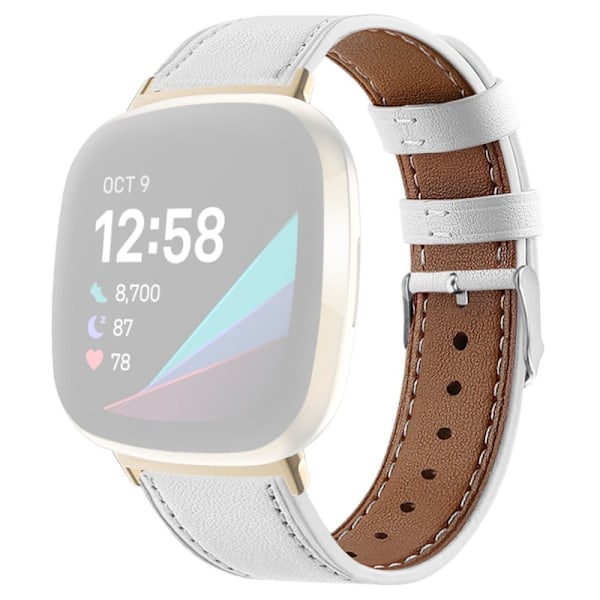 Aitoa nahkaa Fitbit Sense 2 / Versa 4 - Valkoinen White