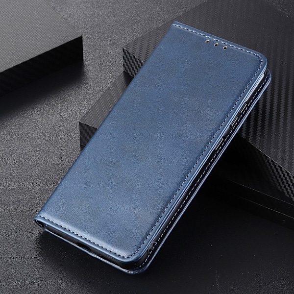 Lompakko-style Aitoa Nahkaa Läppäkotelo For Samsung Galaxy S21 Plus - Sininen Blue