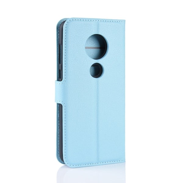 Motorola Moto G7 Litchi läderfodral - Babyblå Blå