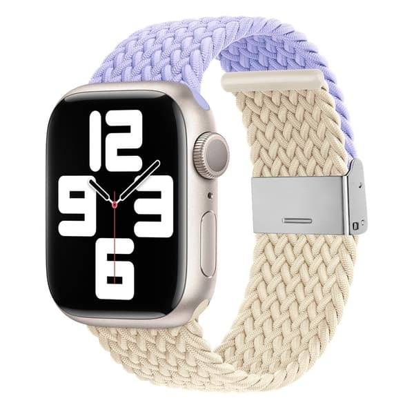 Apple Watch Series 8 (41mm) parallelfarvet nylonrem - Lyselilla / Stjernelys Purple