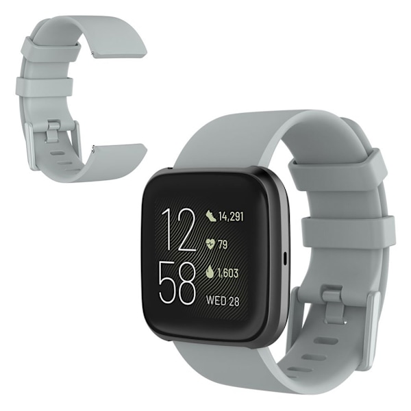 Fitbit Versa 2 / Versa Lite silikoninen kellonauha - Harmaa / Koko: L Silver grey