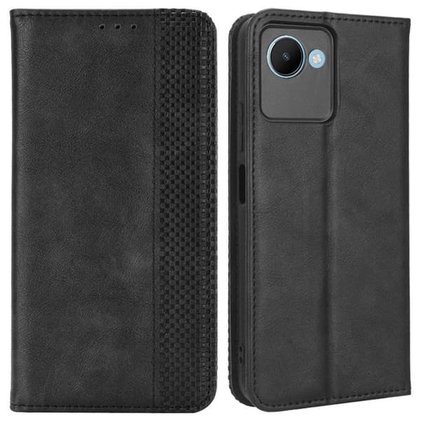 Bofink Vintage Realme C30s / C30 Læretui - Svart Black