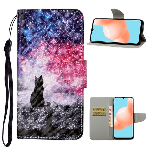 Wonderland Samsung Galaxy A12 5G flip kuoret - Kissa Multicolor