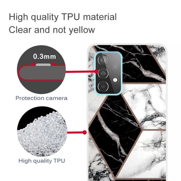 Marble design Samsung Galaxy A72 5G kotelot - Harmaa / Musta / Valkoinen Multicolor