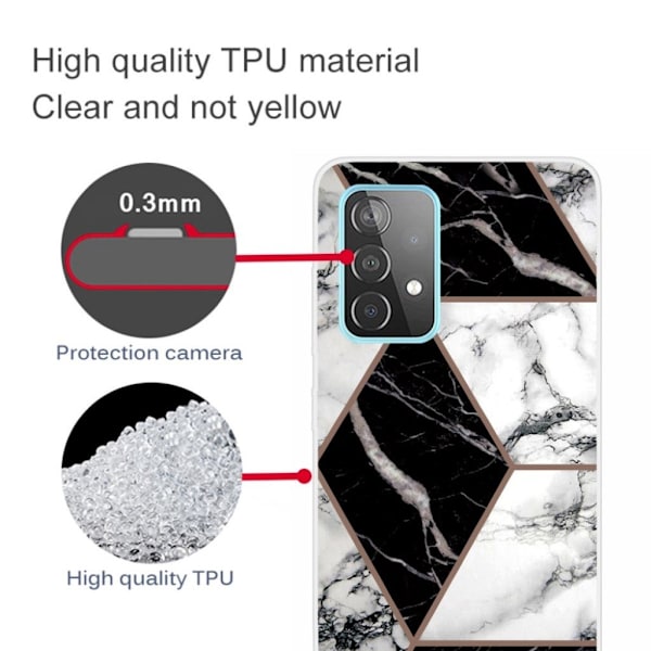 Marble Samsung Galaxy A72 5G Etui - Grå / Svart / Hvit Multicolor