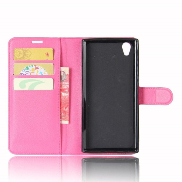 Sony Xperia L1 Læder litchi skind etui - Rosa Pink