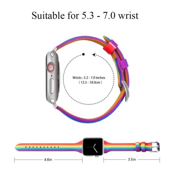 Apple Watch Series 6 / 5 40mm rainbow ægte læder rem Multicolor