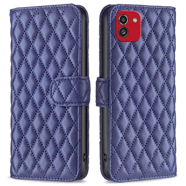 Rhombus mat Samsung Galaxy A03 flip etui - Blå Blue