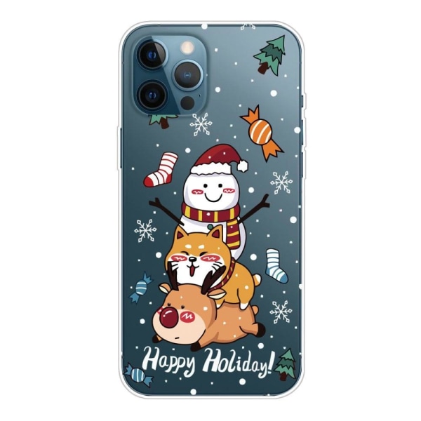 Christmas iPhone 13 Pro Max Suojakotelo - Shiba Inu Snowman Deer Multicolor