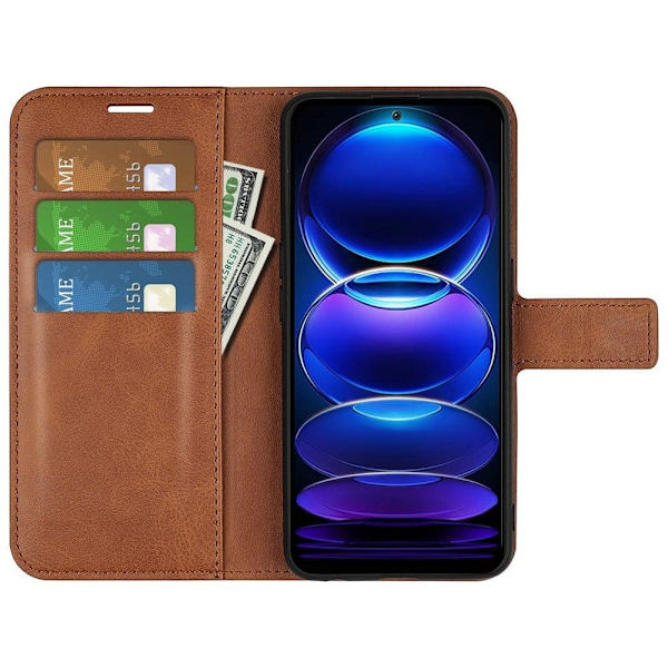 Lompakko Nahkakotelo For Xiaomi Redmi Note 12 - Vaalean Ruskea Brown