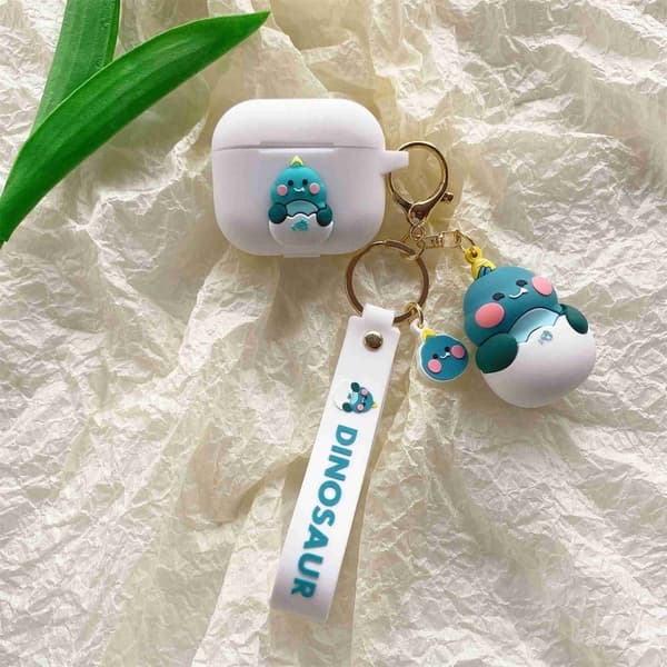 AirPods 3 skyddsfodral med söt dinosauriefigur - Vit Grön