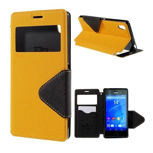 ROAR KOREA Sony Xperia M4 Aqua Lær Etui - Gul Yellow