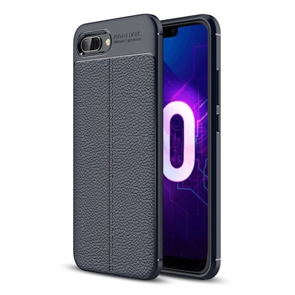 Huawei Honor 10 mobilskal TPU material mjuk flexibel skyddande litchi textur - Mörkblå Blå