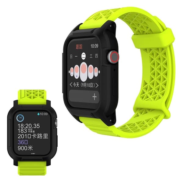Apple Watch Series 5 44 mm holdbar silikoneurrem - Grøn / Sort Green