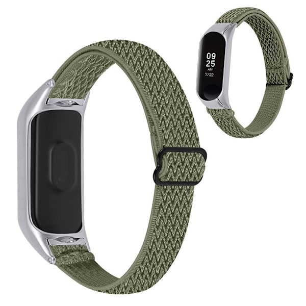 Xiaomi Mi Band 5 nylon elastisk urrem - Olivengrøn Green