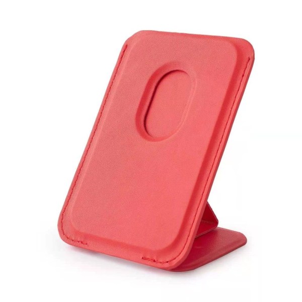 Universal leather phone bracket with card slot - Red Röd