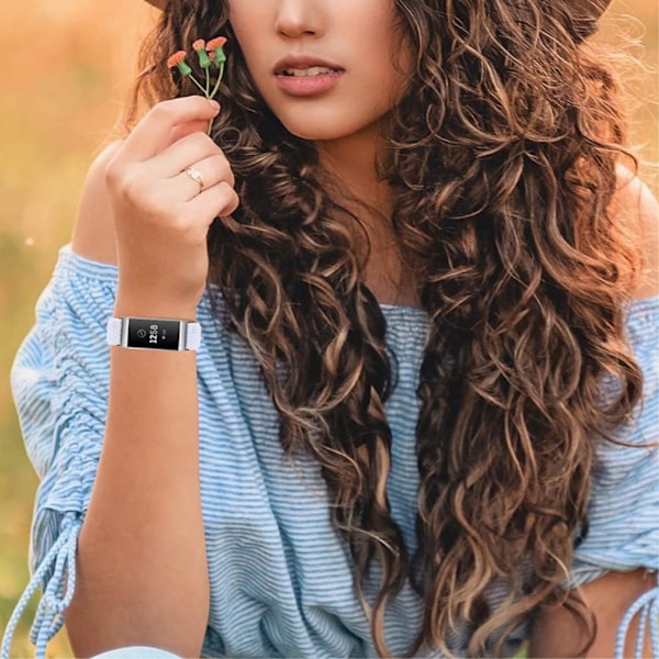 Fitbit Charge 4 / Charge 3 nailonista valmistettu joustava kellonhihna - Valkoinen White