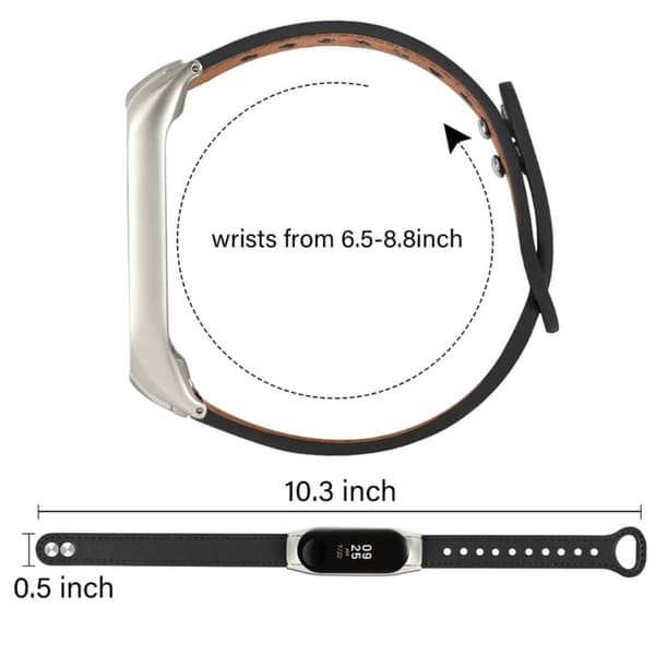 Xiaomi Mi Smart Band 6 / 5 urrem i okselæder med sort cover - Sort Black