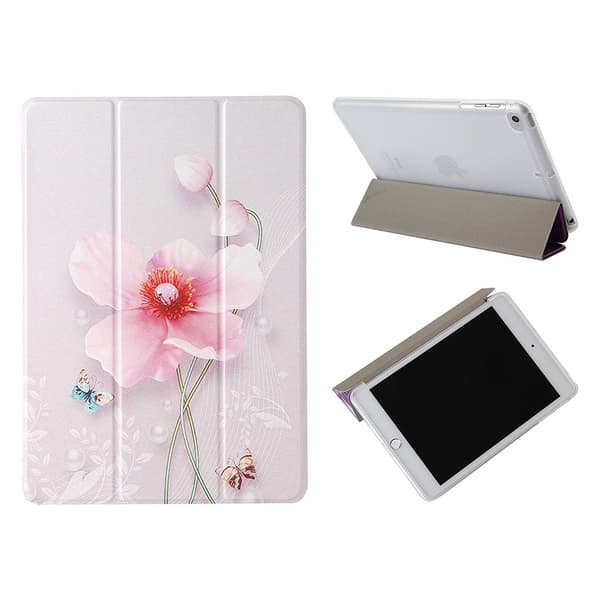 iPad 10.2 (2020) mönstrad läder flip fodral - rosa blomma Rosa