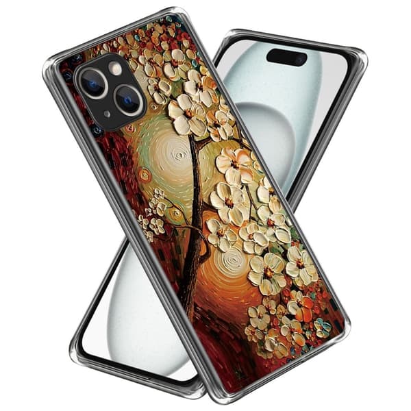 Deco iPhone 15 skal - Blomma Brun