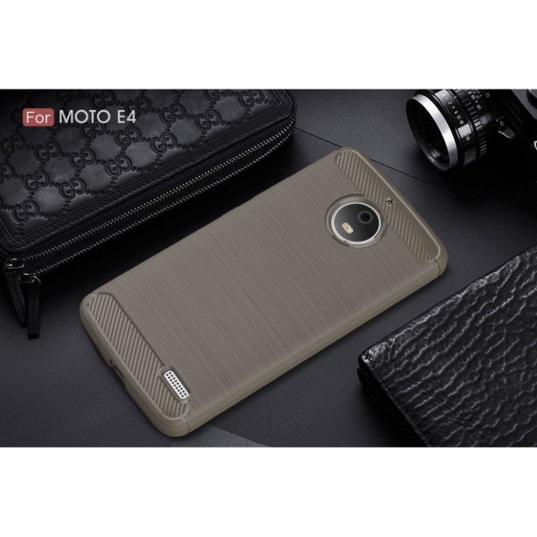 Motorola Moto E4 Karbon fiber designat skal - Grå Silvergrå