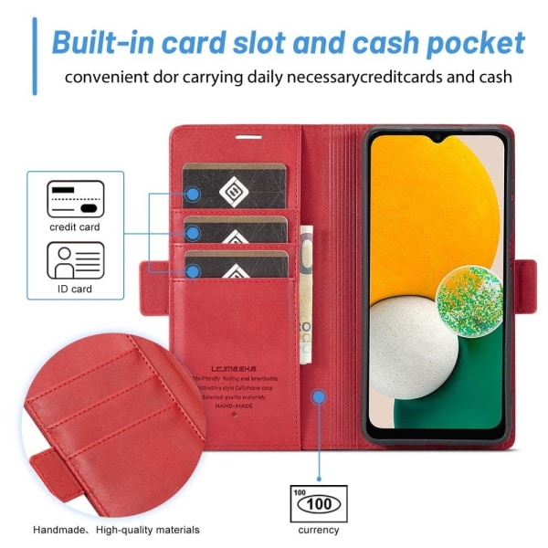 LC.Imeeke läder Samsung Galaxy A14 fodral - Röd Röd