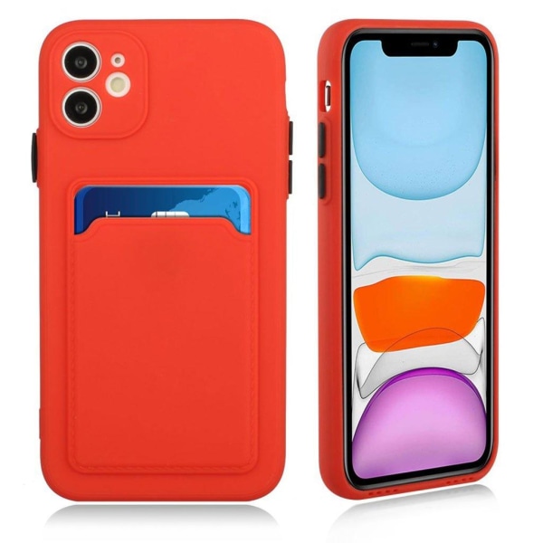iPhone 12 Mini skal med korthållare - Röd Röd