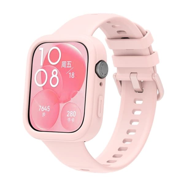 Huawei Watch Fit 3 Silicone Case Hollow Shockproof Watch Protective Frame - Pink Rosa